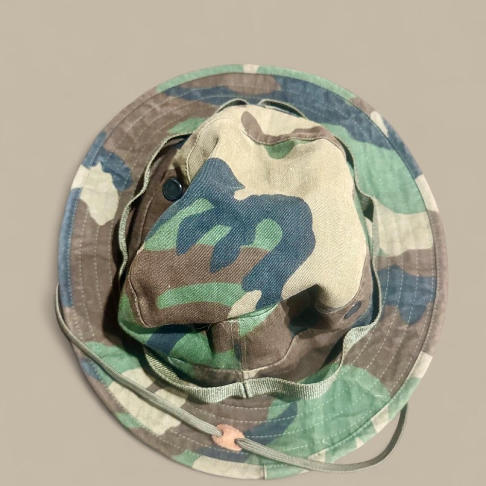 Propper Woodland Camo Boonie Hat Wide Brim Military Bush Sun Hat Size 7